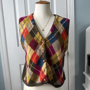 Colorful Argyle V-Neck Sweater Vest
